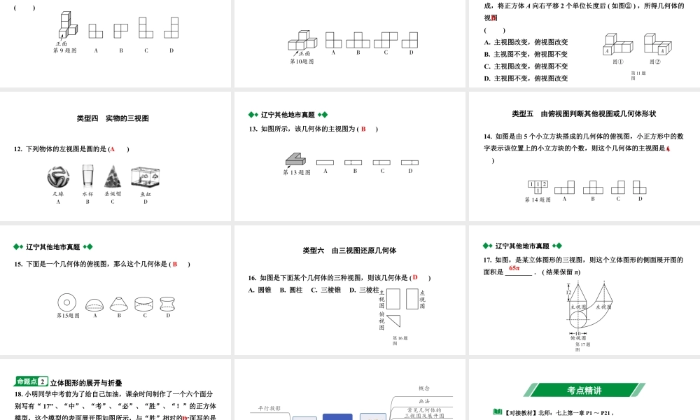 2024辽宁中考数学二轮中考考点研究 7.2 视图与投影 (课件).pptx