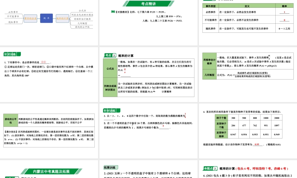 2024内蒙古中考数学二轮专题复习 第35课时  概 率（课件）.pptx
