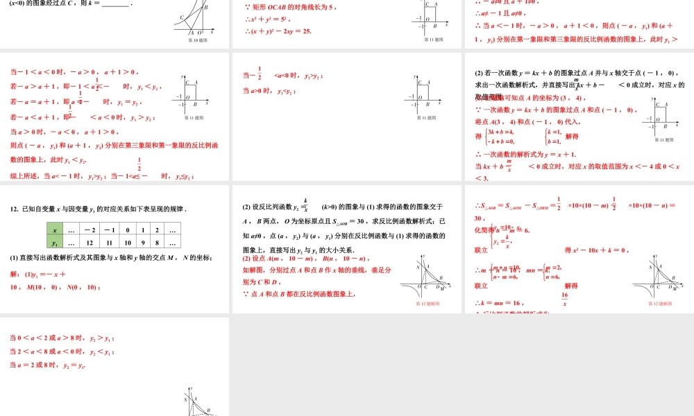 2024内蒙古中考数学一轮知识点复习 第13课时 反比例函数（课件）.pptx