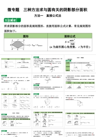 2024内蒙古中考数学一轮知识点复习 微专题 三种方法求与圆有关的阴影部分面积（课件）.pptx