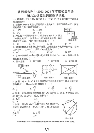 2024年陕西西安市师大附中中考数学第八次模拟试题（无答案）.pdf