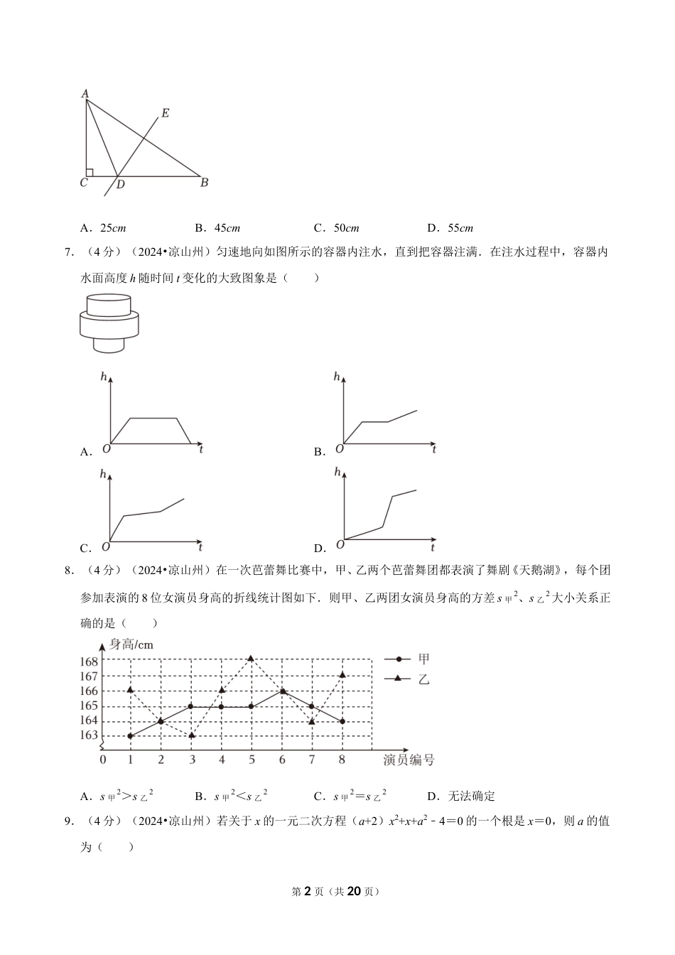 2024年四川省凉山州中考数学试卷(含详细解析).doc_第2页