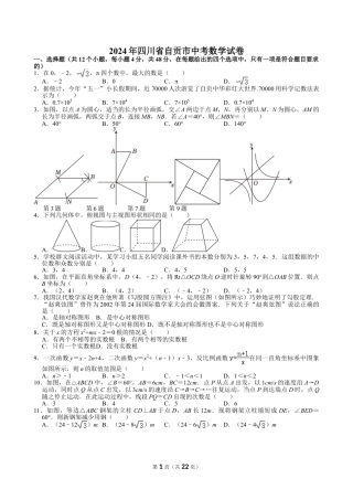 2024年四川省自贡市中考数学试卷【含解析】.doc