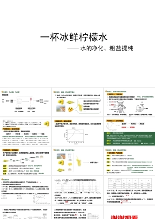 2024成都中考化学试题研究大单元复习-冰鲜柠檬水 第2课时 水的净化、粗盐提纯度 课件.pptx