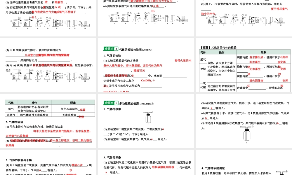 2024福建中考化学二轮中考题型研究 微专题10 常见气体的制取(课件).pptx