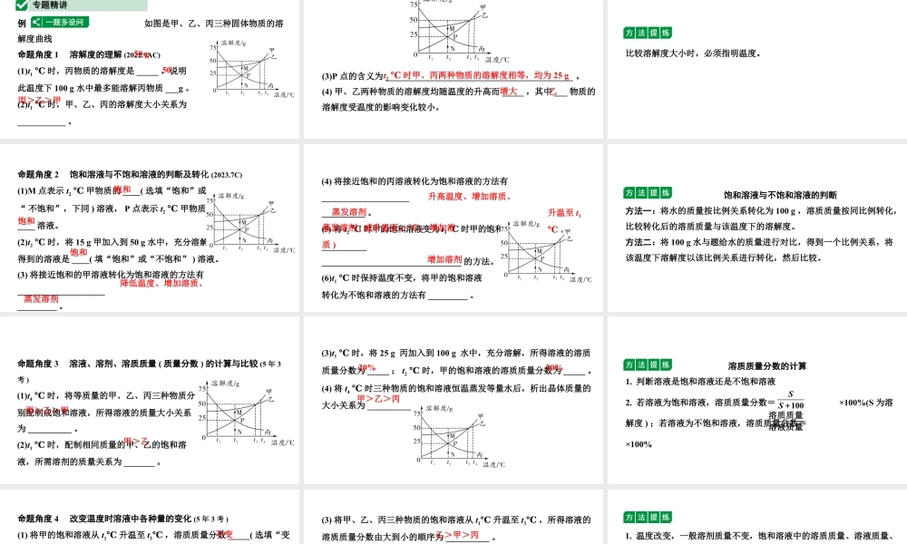 2024福建中考化学二轮中考题型研究 微专题11 溶解度及溶解度曲线(课件).pptx
