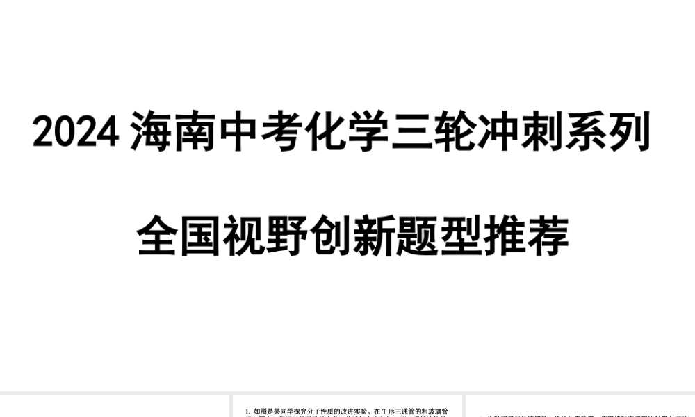 2024海南中考化学三轮冲刺系列 全国视野创新题型推荐(课件).ppt