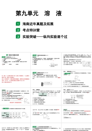 2024海南中考化学一轮复习 中考考点研究 第九单元  溶液（课件）.pptx