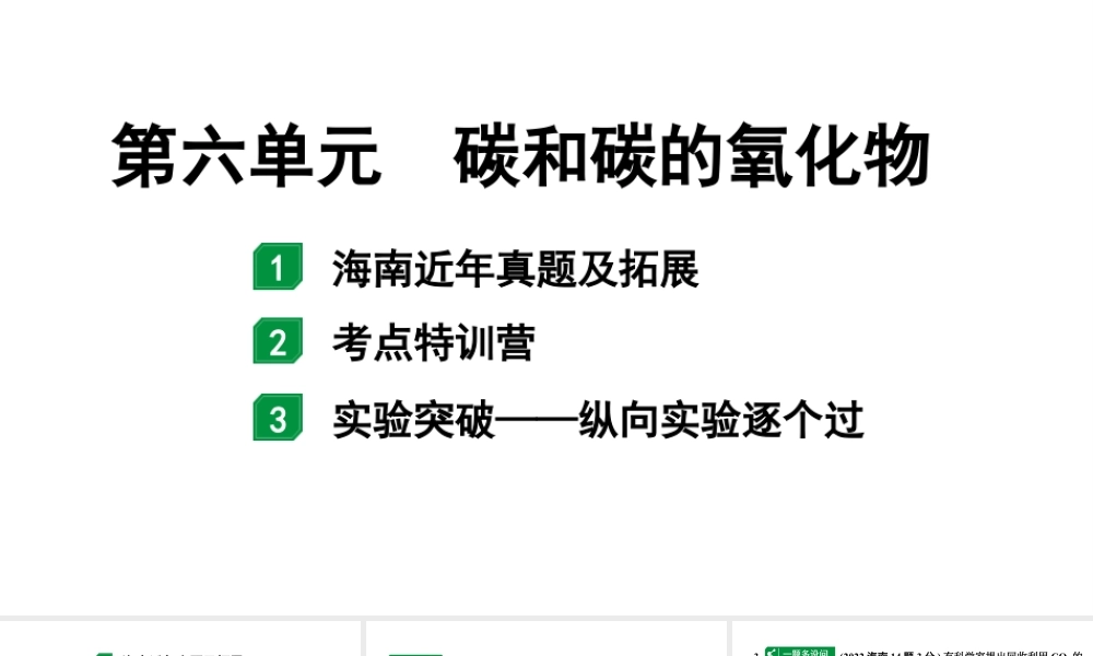 2024海南中考化学一轮复习 中考考点研究 第六单元 碳和碳的氧化物（课件）.pptx