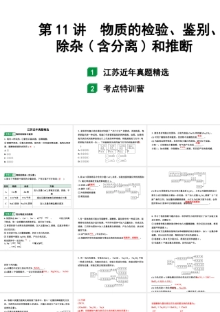 2024江苏中考化学二轮中考考点研究 第11讲 物质的检验、鉴别、除杂(含分离)和推断（课件）.pptx