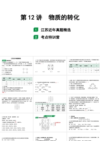 2024江苏中考化学二轮中考考点研究 第12讲 物质的转化（课件）.pptx