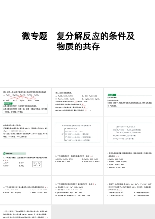 2024辽宁中考化学二轮重点专题研究 微专题 复分解反应的条件及物质的共存（课件）.pptx