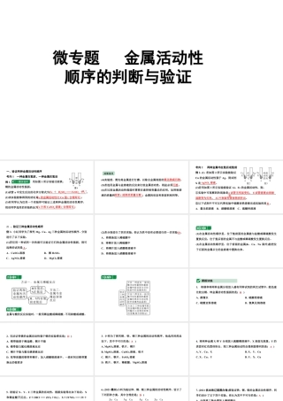 2024辽宁中考化学二轮重点专题研究 微专题 金属活动性顺序的判断与验证（课件）.pptx