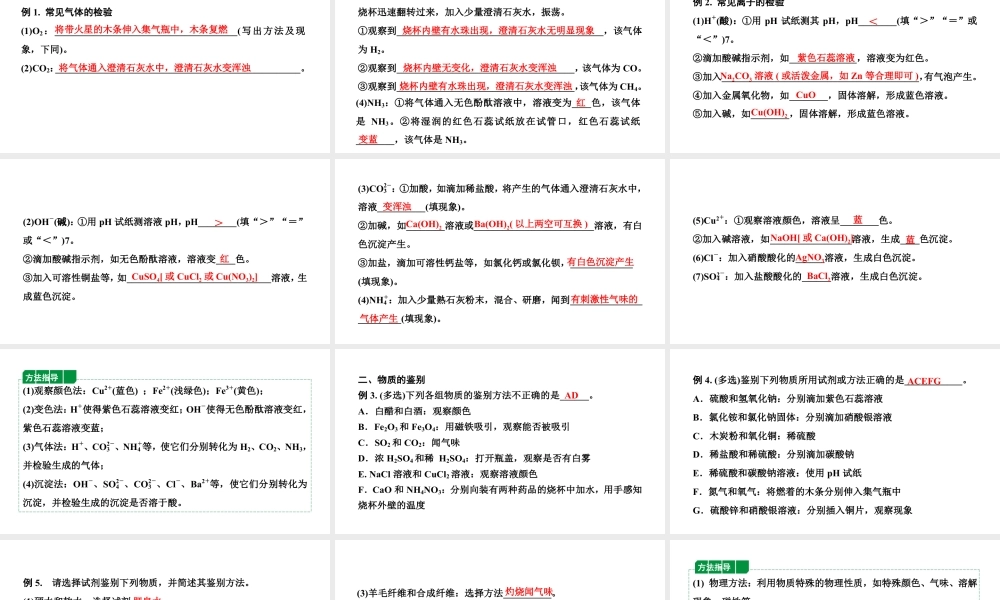 2024辽宁中考化学二轮重点专题研究 微专题 物质的检验与鉴别（课件）.pptx