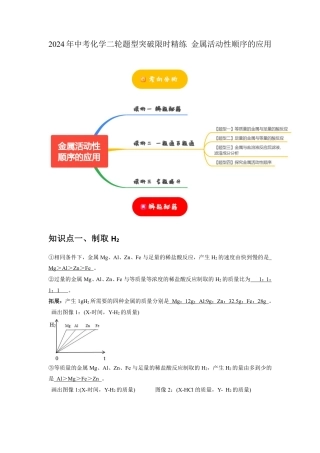 2024年中考化学二轮题型突破限时精练 金属活动性顺序的应用 （含解析）.pdf