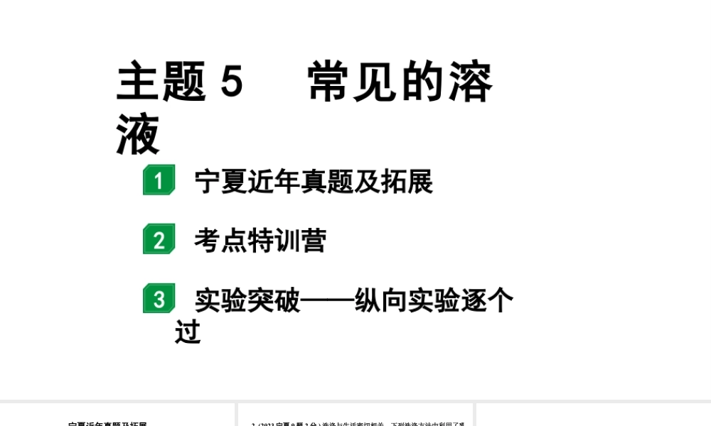 2024宁夏中考化学二轮重点专题突破 主题5 常见的溶液(课件).pptx
