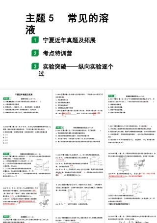 2024宁夏中考化学二轮重点专题突破 主题5 常见的溶液（课件）.pptx