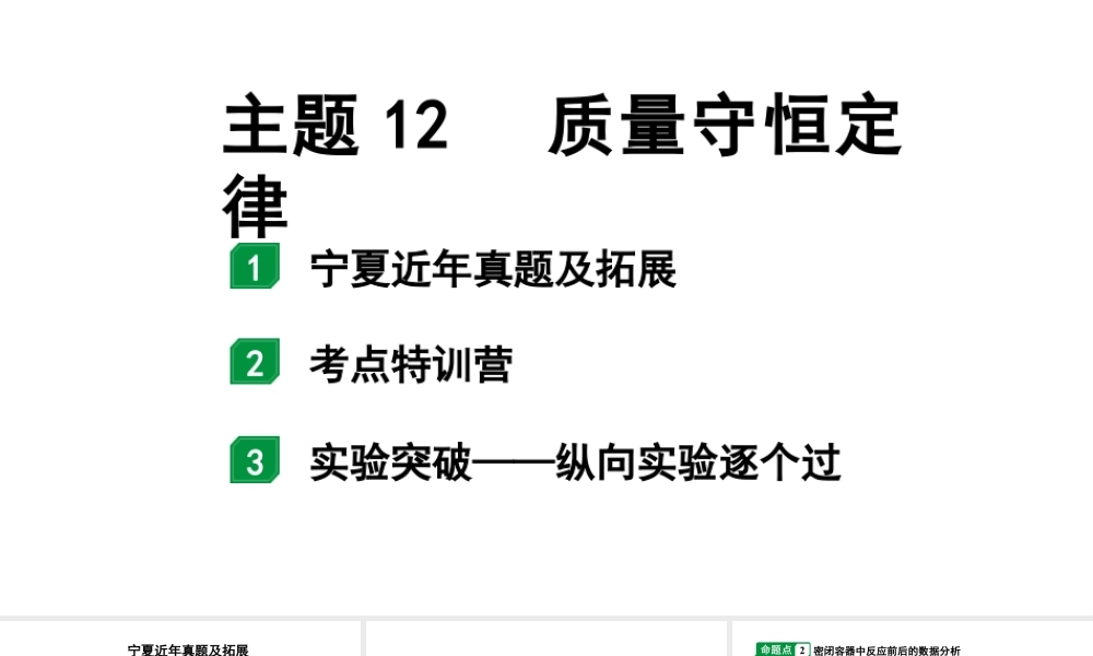 2024宁夏中考化学二轮重点专题突破 主题12 质量守恒定律(课件).pptx
