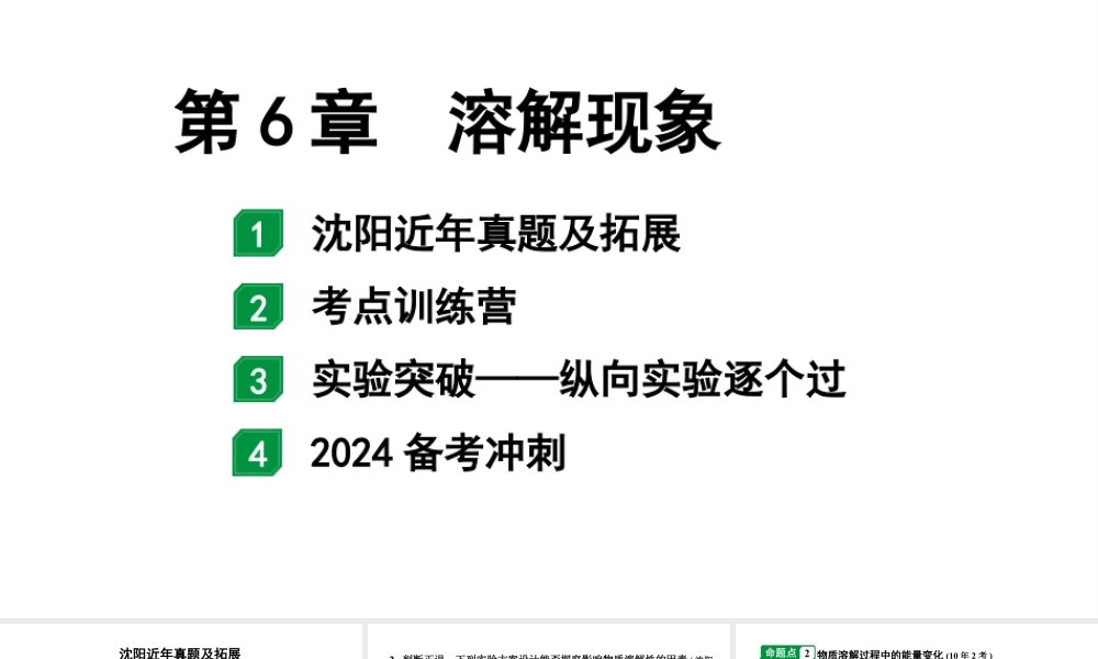 2024沈阳中考化学二轮专题突破 第6章 溶解现象(课件).pptx