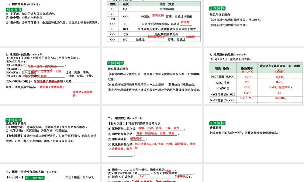 2024沈阳中考化学二轮专题突破 微专题 物质的除杂与分离(含粗盐中可溶性杂质的去除)(课件).pptx