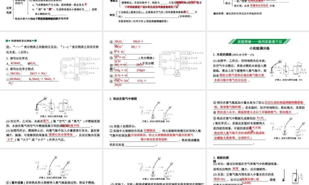 2024沈阳中考化学二轮专题突破 微专题 性质活泼的氧气(课件).pptx