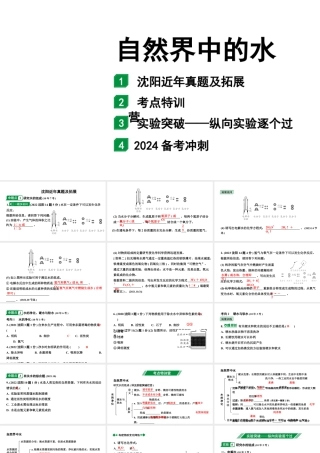2024沈阳中考化学二轮专题突破 自然界中的水（课件）.pptx