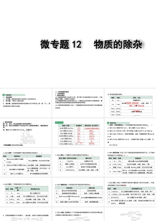 2024四川中考化学二轮复习 微专题12 物质的除杂（课件）.pptx